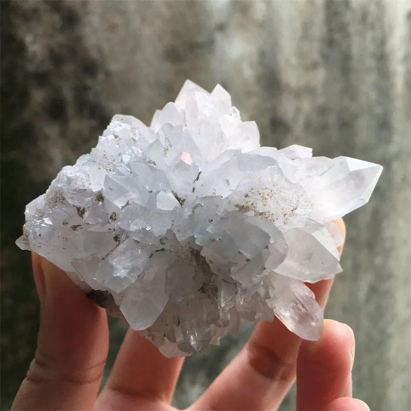 Fujian 100% Natural Crystal Quartz With Calcite（Fluorescent) And Chalcopyrite Specimen Rough Cluster Home Decor Collection