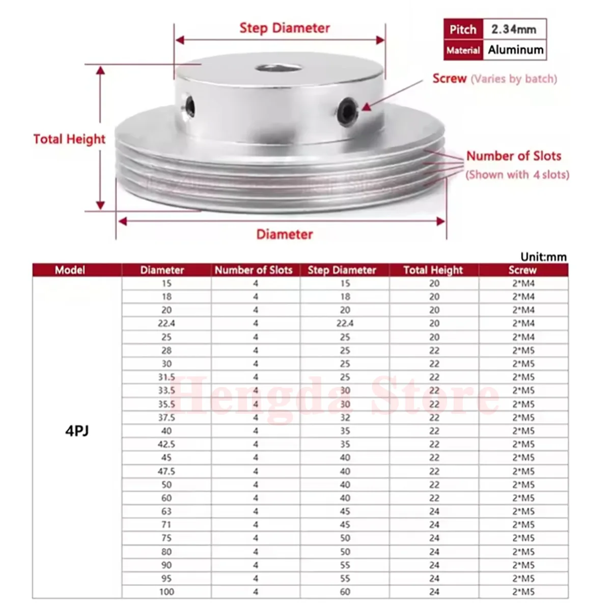 Diameter 28-50mm 4PJ Multi Wedge Wheel PJ Belt Pulley 4 Slots Motor Shaft 4 Peak Groove Synchronous Timing Pulley Bore 6-25mm