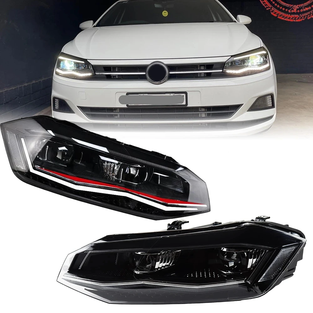 Head Lamp For VW POLO 2019 2020 2021 автомобильные товары LED DRL Hella Xenon Lens Hella Hid H7 POLO Car Headlight Accessories