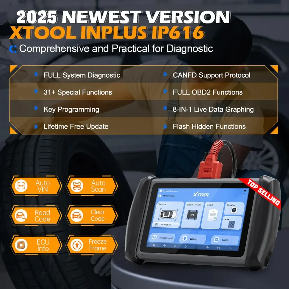 XTOOL InPlus IP616 Automotive Scanner OBD2 Diagnostic Tools 2025 For Cars With Lifetime Free Update Key Programming Tool CAN FD