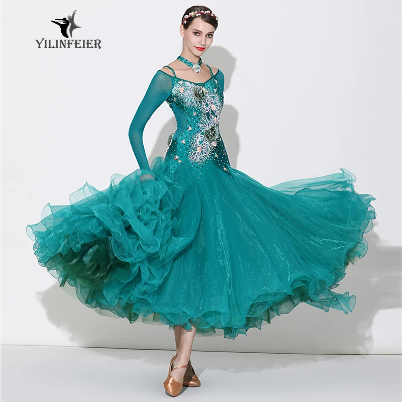 

Advanced Customized Austrian Diamond Series Modern National Standard Dance Costume Competition Dress