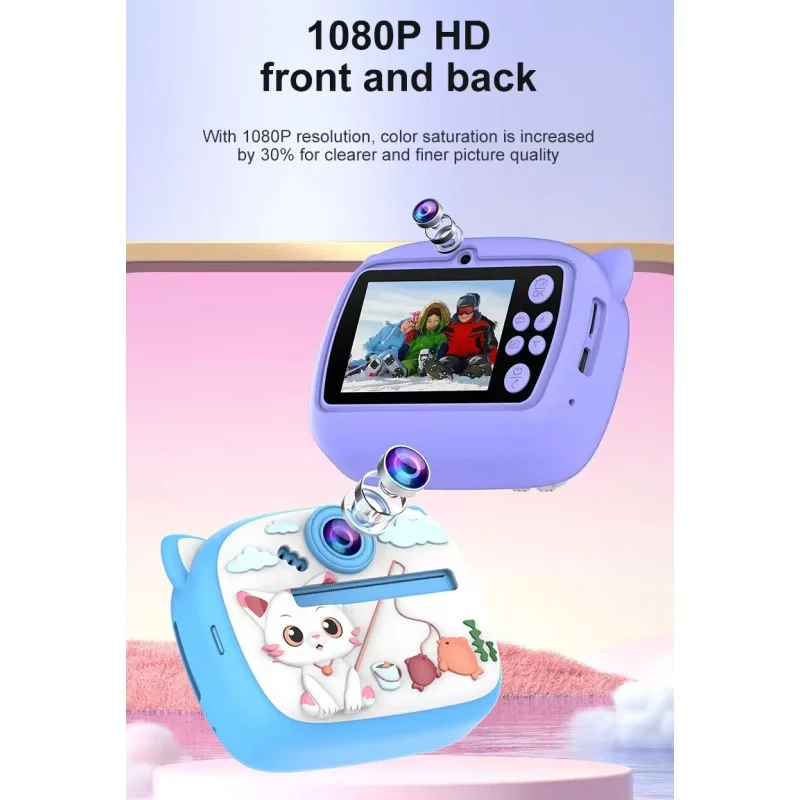 1pc Children's instant Camera Cute Cartoon Rabbit Mini Portable HD Digital Camera Photo Printer video recording