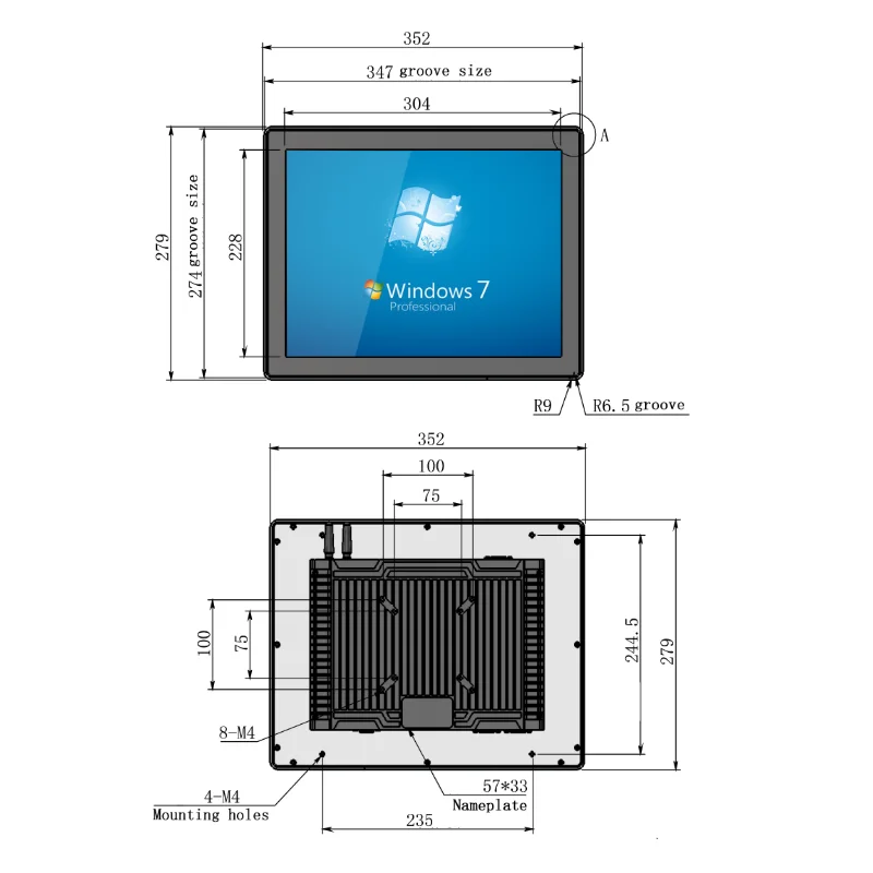 OEM PTC15W cheap Vandalproof 15 inch touch screen Win10 industrial computer desktops all in one panel pc