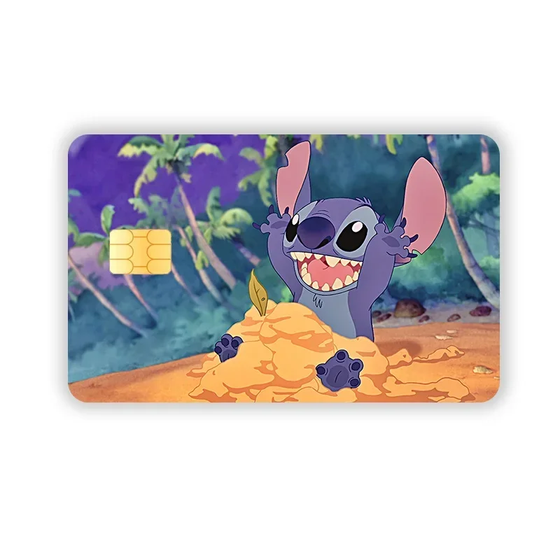 Stitch Miniso Card Sticker Credit Card Chip Creativity Cartoon Waterproof Stickers Kawaii Stickers Big and Small Chip Sticker