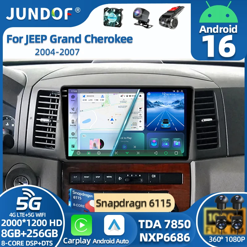 

Android16 Carplay For JEEP Grand Cherokee WK 2004 2005 2006 2007 Multimedia Car Radio Navigation Player Video Android auto WIFI