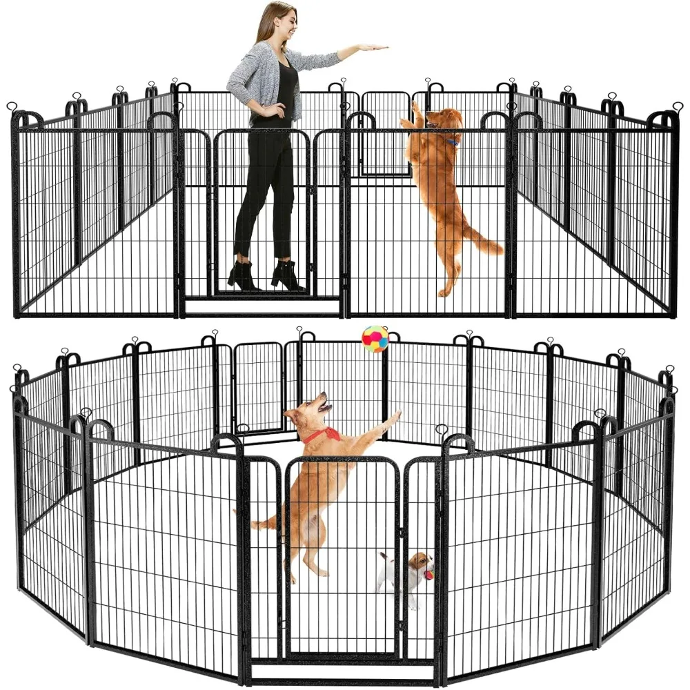 

Dog Playpen Outdoor 16 Panels Heavy Duty Dog Fence 40" Height Anti-Rust with Doors Portable for RV Camping Yard, Total 36FT, 103