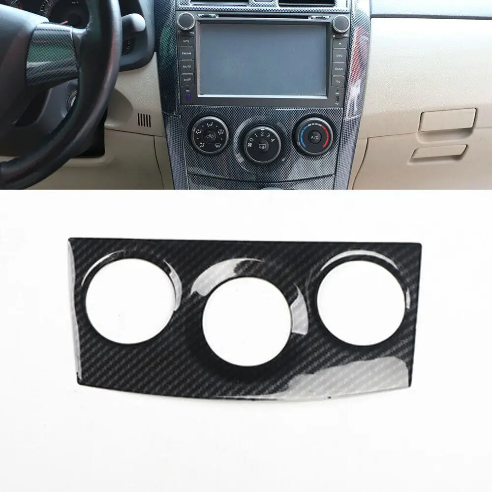 BBQ@FUKA Car sticker For Toyota Corolla 2007 2008 2009 2010 2011 2012 13 Console Air Conditioning Button Panel Trim Carbon Fiber