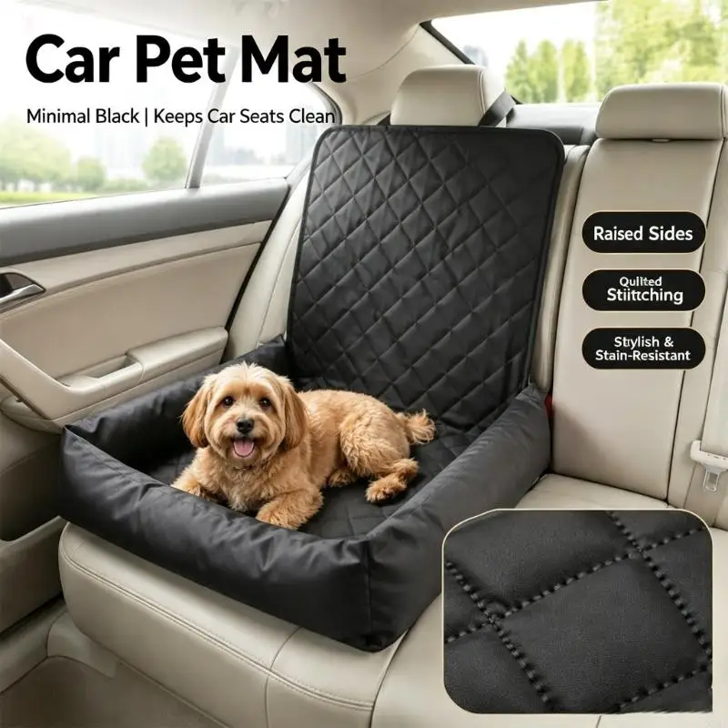 Quilted Leather Pet Car Cover for Dogs and Cats, Waterproof Pad with Easy Care Finish for Short Drive Use and Car X37F