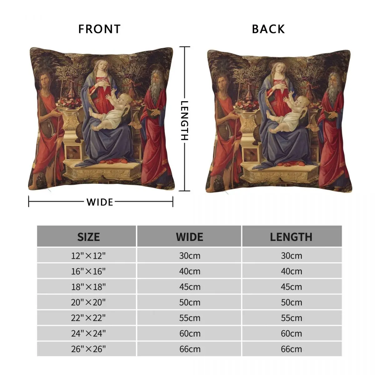 Botticelli Madonna With Child And Saints Pillowcase Polyester Linen Velvet Creative Zip Decor Throw Pillow Case Cushion Case 18