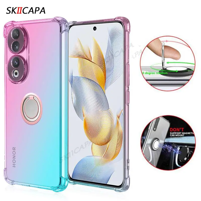 

Силиконовый чехол с градиентным магнитным кольцом для Huawei Honor 90 Lite Honor90 Pro 80 SE 70 PRO, полупрозрачный мягкий чехол с защитой от ударов