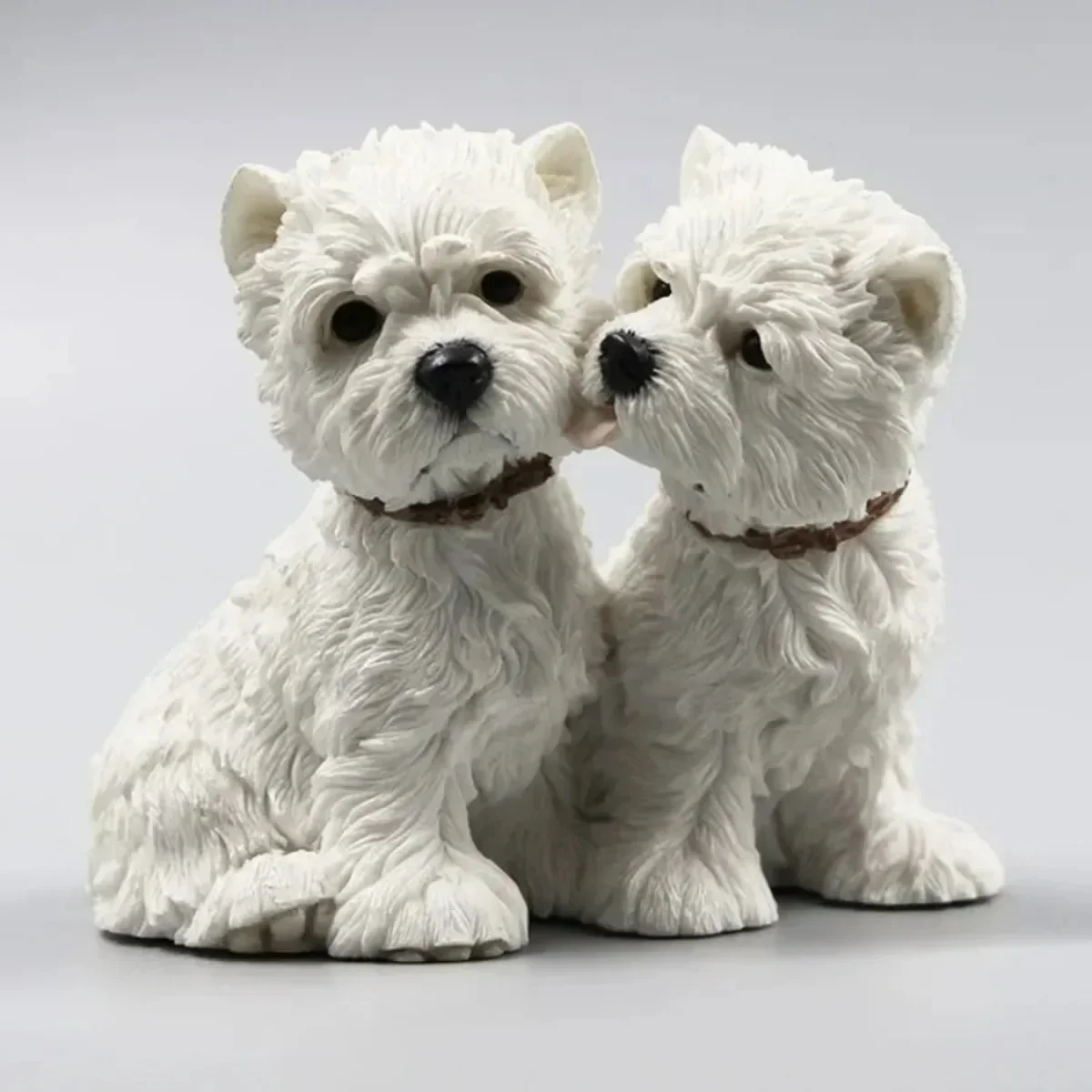Resin Craft Nordic Art Statue West Highland Couples Dog Abstract Animal Figurine Home Decor Sculpture Room Car Decoration Gift