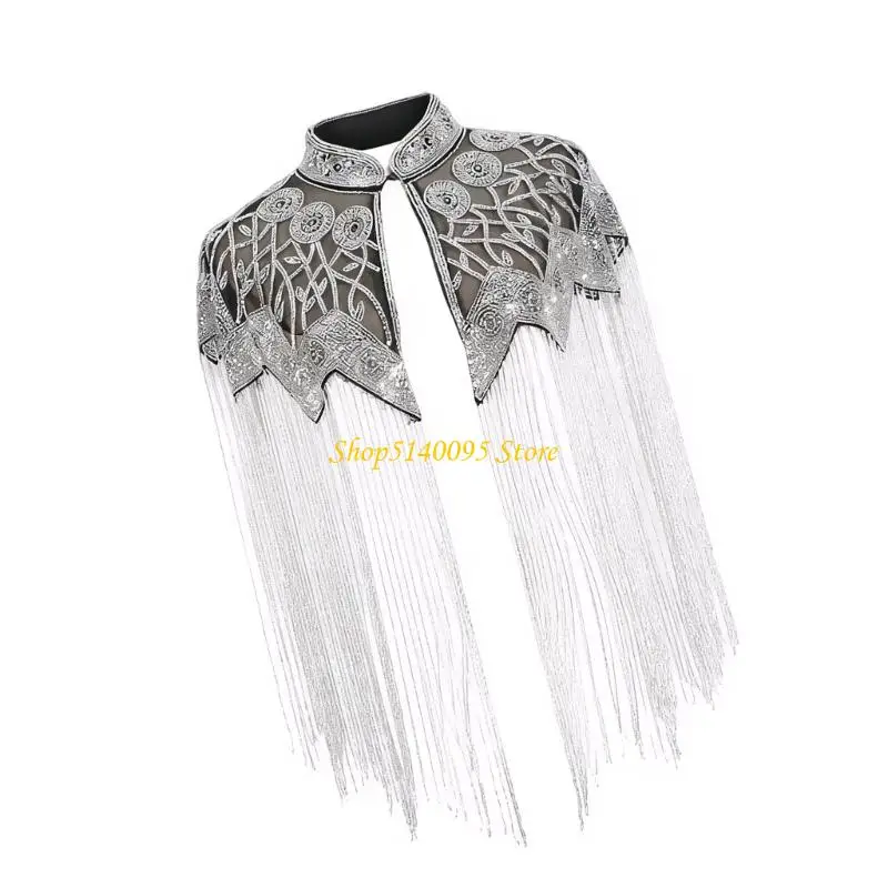 

DXAE Indian Heavy Industry Beaded Shawl Long Tassels Round Neck For Fashion Studio
