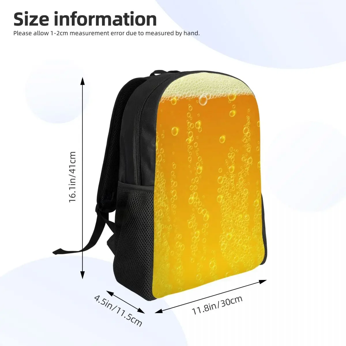 Personalized Beer Realistic Bubbles Foam Backpack Men Women Fashion Bookbag for School College Drinking Lover Bags