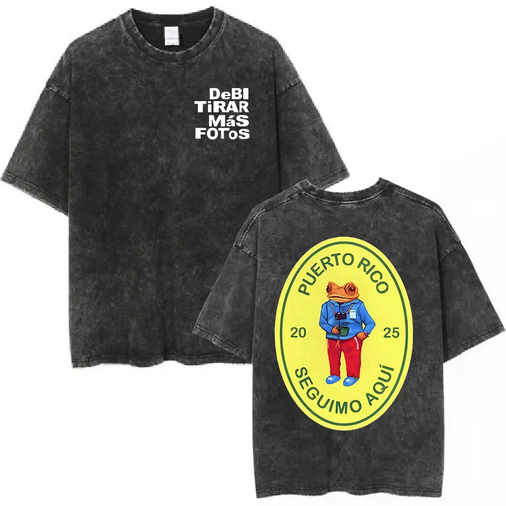 Vintage Washed T Shirt Bad Bunny New Album DTMF Debí Tirar Más Fotos T-shirts Men Women Clothing Oversized T-shirt Streetwear