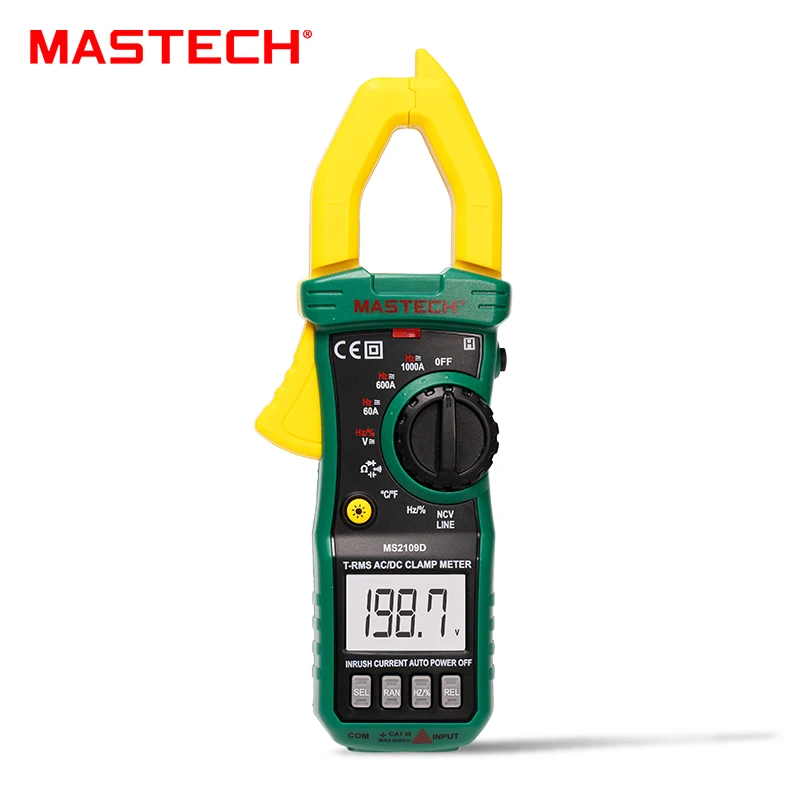 MASTECH MS2109B MS2109C MS2109D Clamp Meter Digital Multimeter DC/AC Current Ammeter Voltage Tester Hz Capacitance NCV Ohm Test