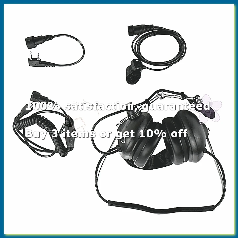 Noise Cancelling Aviation Microphone Headset Walkie Talkie Earpiece Head-Mounted Noise Reduction Ear Covers