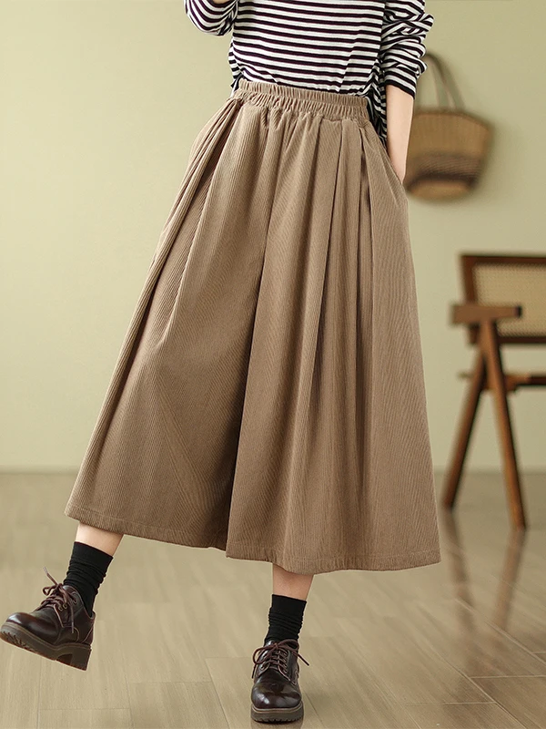

Loose Fit Corduroy Wide Leg Pants Skirt Women's Faion Autumn New Sle Versatile Loose mid High Waist Color Other Mat...