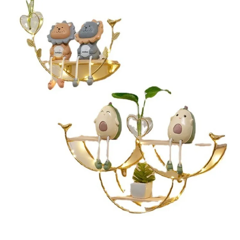 No punching living room wall wall decoration light luxury sofa background wall decoration storage rack