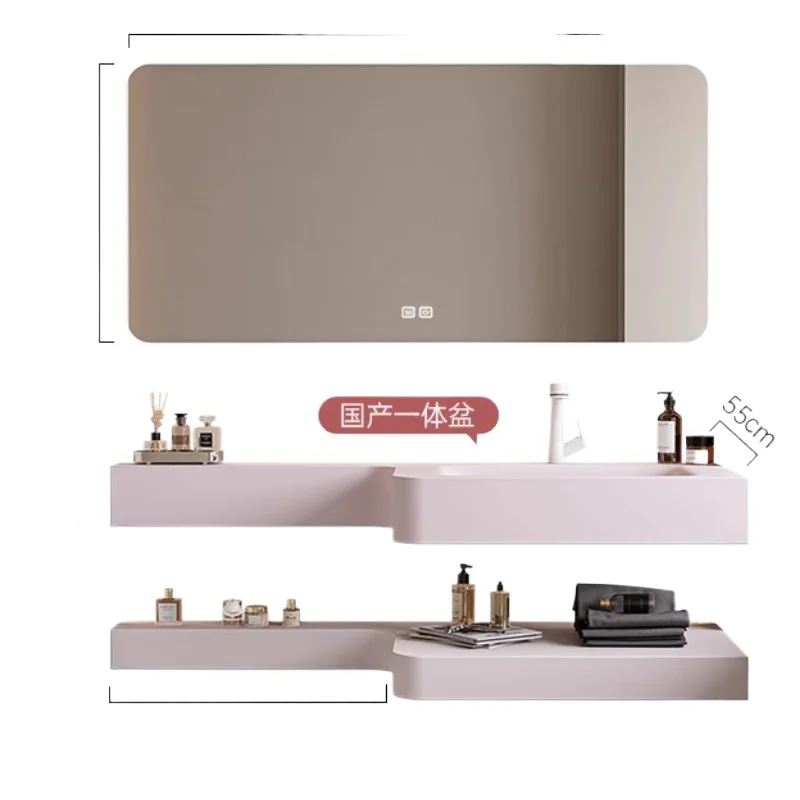 

Двухслойный розовый Corian со встроенной раковиной, шкаф для ванной комнаты, комбинированный умывальник для ванной комнаты