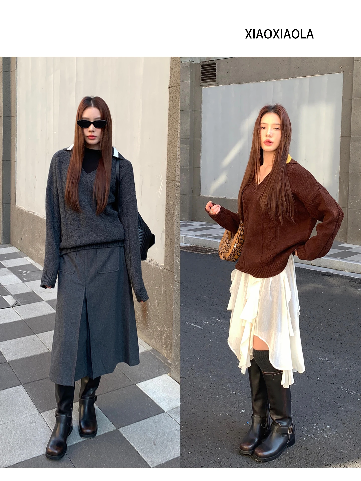 

Loose Fit Color Blo Knitwear V Ne Long Sve Wool Sweater Comfortable Casual Sle Women's Faion Spring Autumn Season
