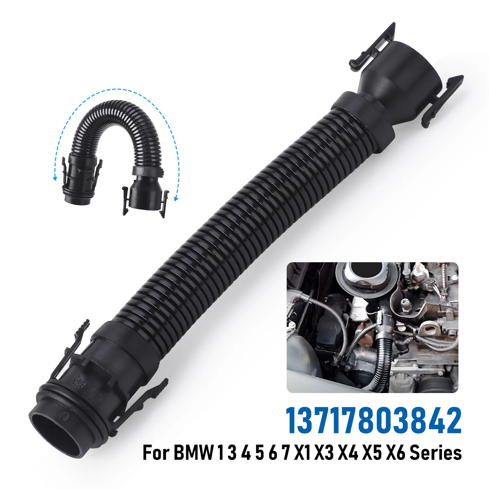 

Black PA Nylon Turbo Air Filter Pipe Hose Fit For BMW 1 3 4 5 6 7 Series X1 X3 X4 X5 X6 E81 E82 E90 E91 13717803842 13717810772