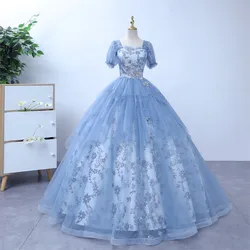 2023 New Quinceanera Dresses Luxury Short Sleeve Party Dress Classic Lace Ball Gown Sweet Prom Dress Plus Size Vestidos