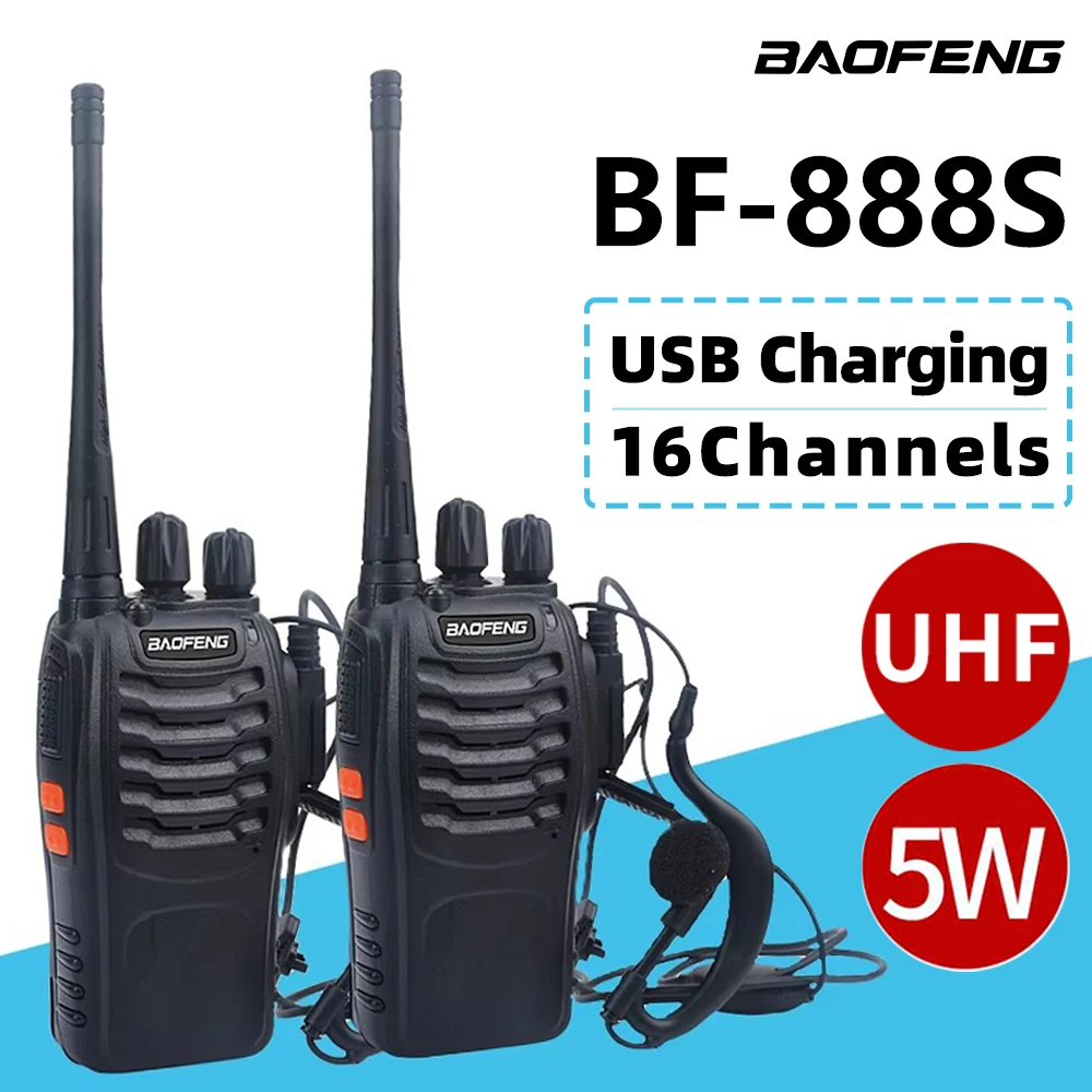 

1/2 Stück Baofeng Walkie Talkie Upgrade BF-888S Lange Distance UHF 430-440Mhz Draadloze Kopieerfrequentie Type-C Charger Tw