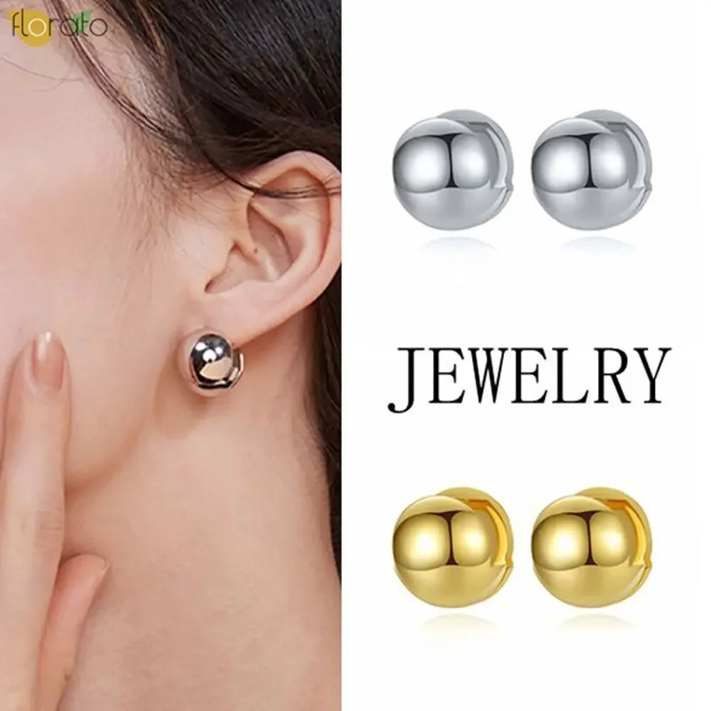 YUXINTOME 925 Silver Needle Stud 2024 Fashion Punk Style Ball Hoop Earrings for Women Party Birthday Jewelry Gift for Women