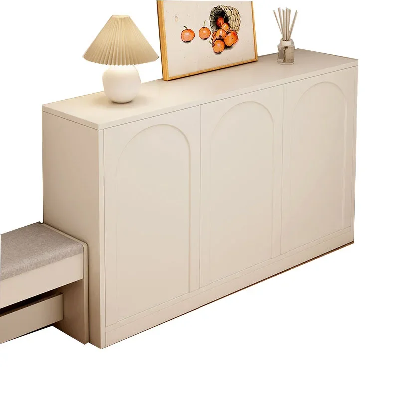 Simple Cream Shoe Cabinet for Indoor Sturdy Construction Floor Protection Easy to Use Load Bearing Reliable Performance
