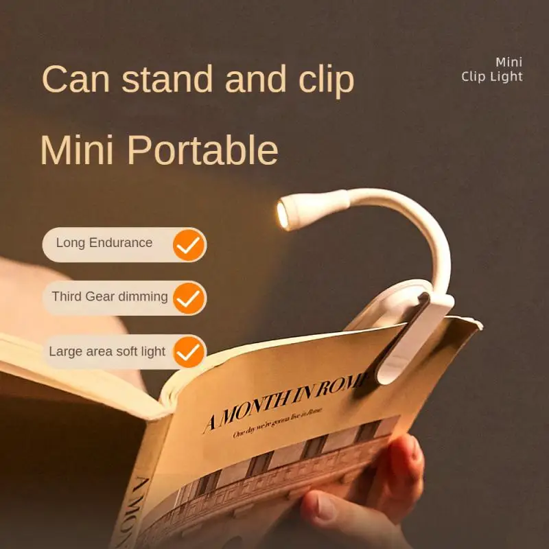 

Portable LED Book Lights USB Rechargeable Eye Protection Night Light Mini 360°Clip-On Desk Reading Lamp Travel Bedroom