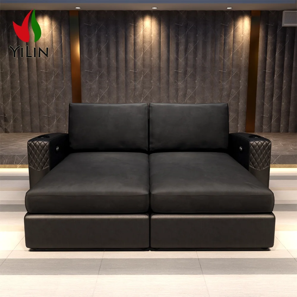 RH718 Luxury Electric Recliner Sofa Theater Furniture Modern Fabric Home VIP Movie Theater Sectional Sleep Bed Living Room