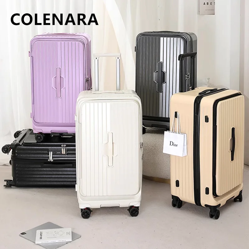 COLENARA الأمتعة الجبهة افتتاح الصعود صندوق ABS + PC حقيبة أمتعة متعددة الوظائف USB شحن 20 "24" 26 "28 بوصة المتداول حقيبة