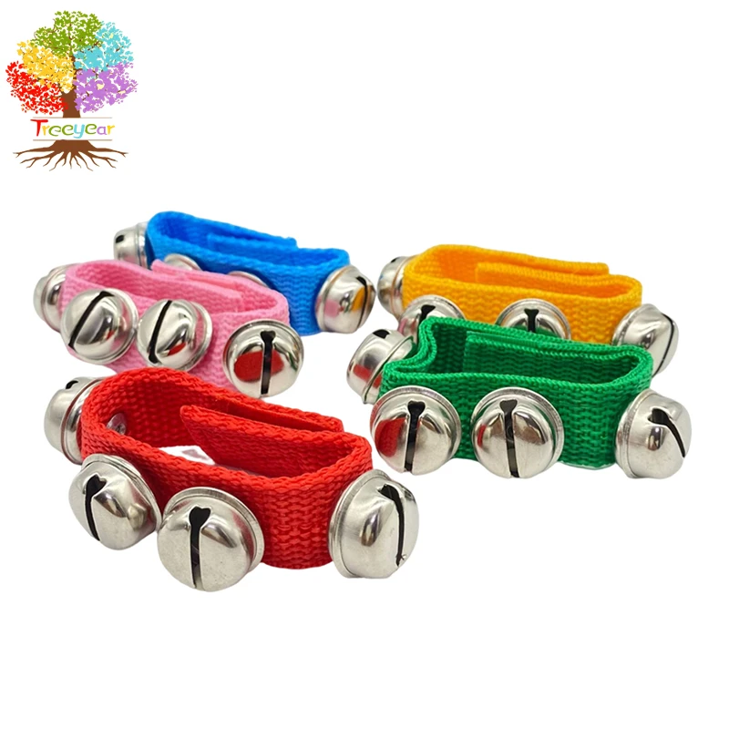 Treeyear 2Pcs Wrist Band Jingle Bells Musical Rhythm Toys,10 Colors,Musical Instruments for School(Random color)