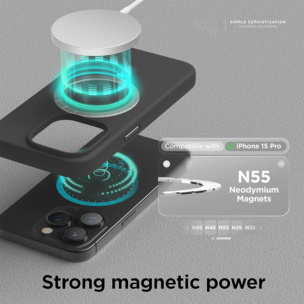 UYUXIO Liquid Silicone Magnetic Phone Case for iPhone 15 14 13 12 Pro Max Plus Built-in Magnets Mobile Cases Shockproof Cover