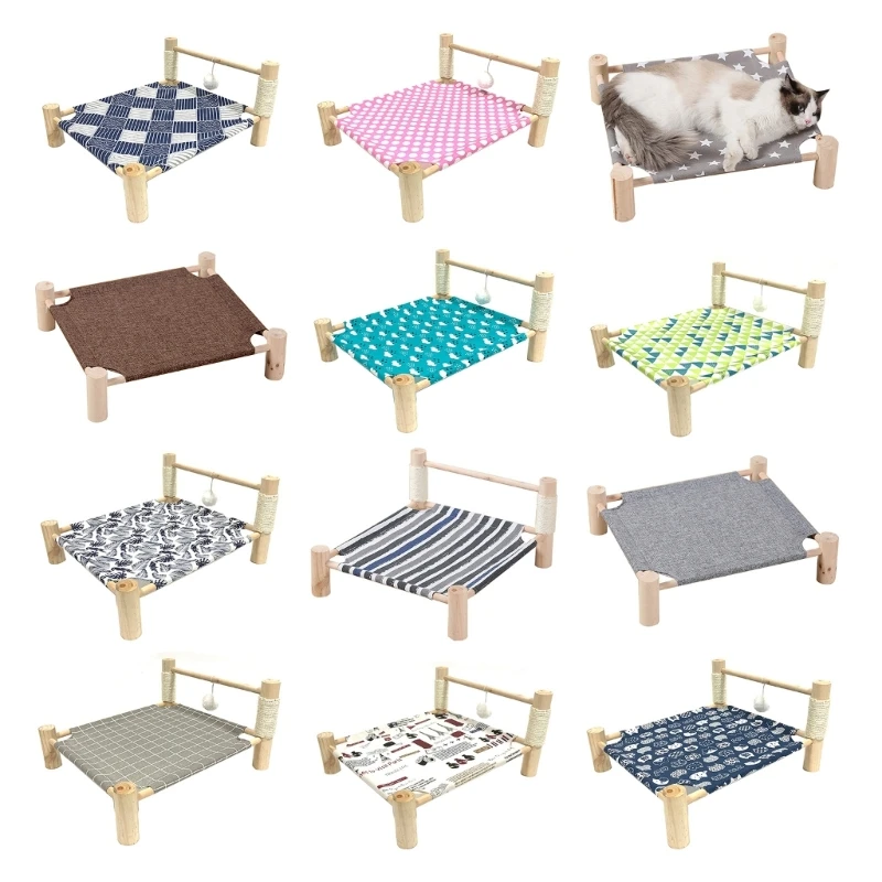 Elevated Cat Bed Replacement Mat Kitten House Wood Bed Cloth Summer Cooling Sleeping Bed Hammock Bed Breathable Cloth