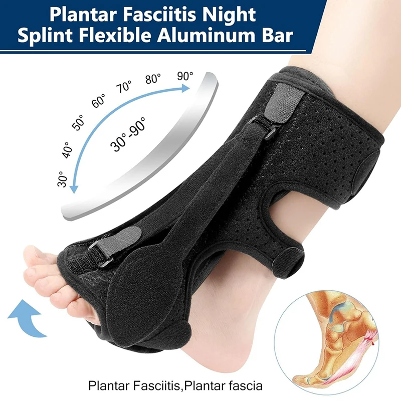 Plantar Fasciitis Relief Night Splint With Durable Adjustable Straps, Suitable For Foot Drop, Achilles Tendonitis Easy Install