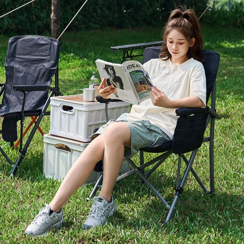 Ergonomic Director Chair, Adjustable Folding Chair with Armrest, Heavy Duty Outdoor Camping Seat, Portable Reclining for Adults