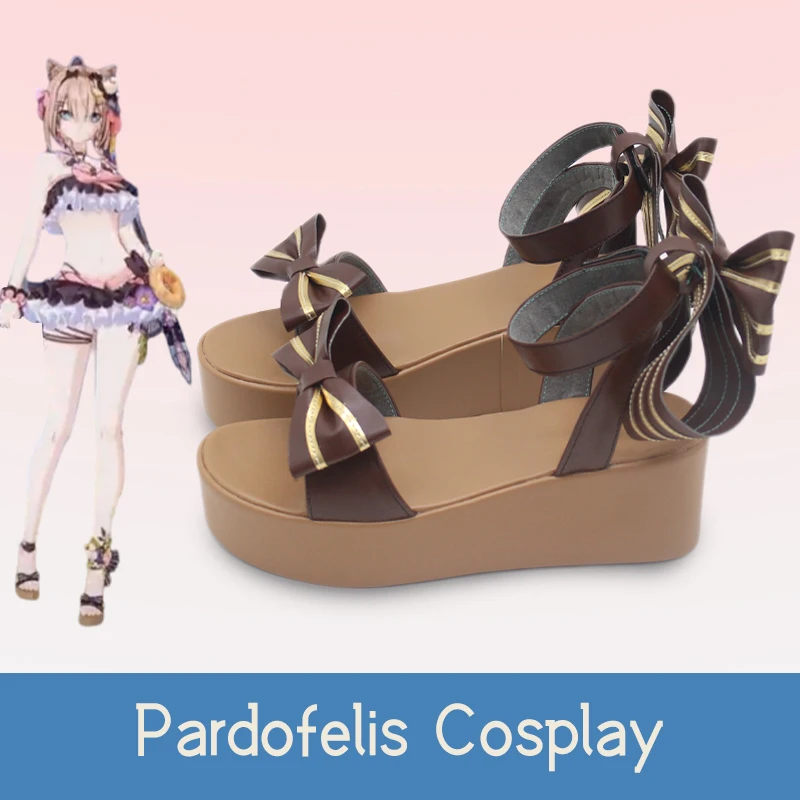 New Honkai Impact 3rd cos Pardofelis Summer Collector prop shoes Cool lovely Brown Ribbon Thick shoes Cosplay