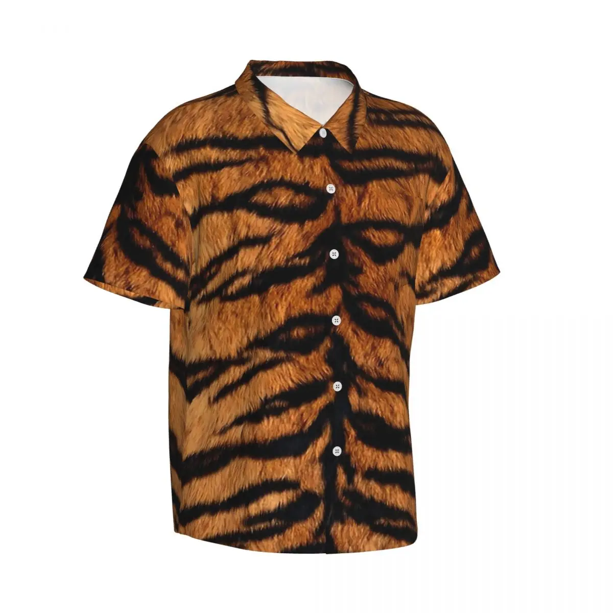 Camisa casual com estampa de pele de tigre animal elegante camisas havaianas masculinas de manga curta praia design elegante blusas grandes