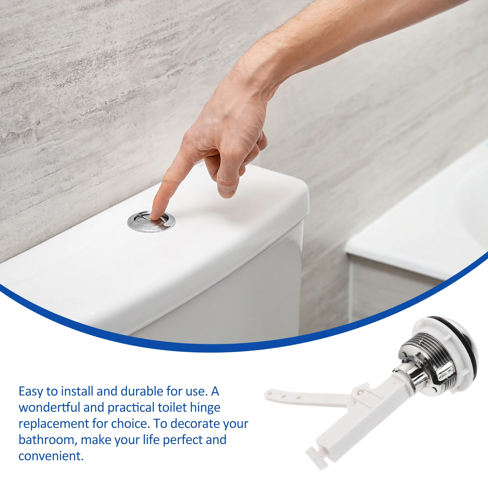 

Toilet Water Tank Push Button Rod Durable Plastic Single Handle Parts Accessories Replacement Hardware Cover Plate