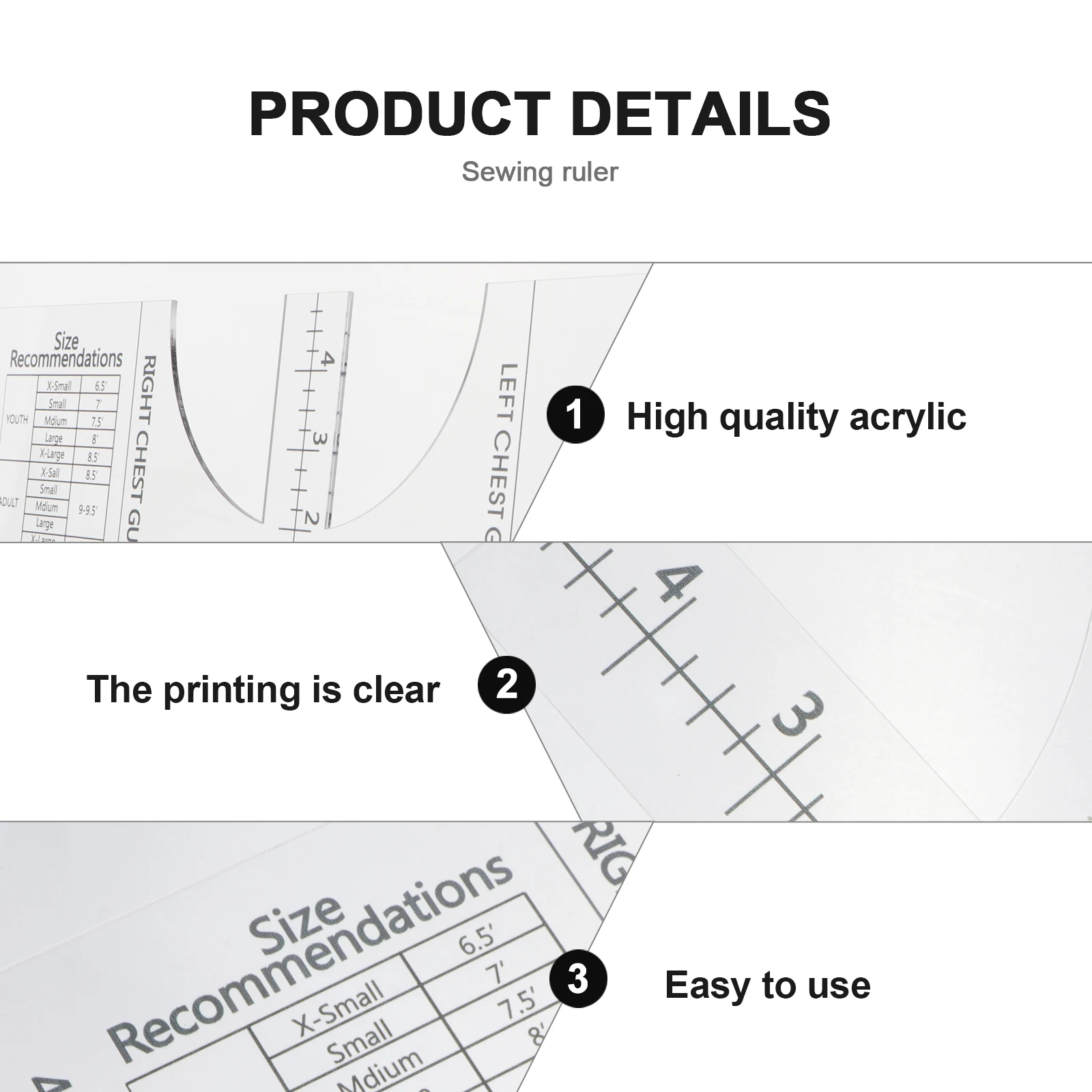 Round Neck Ruler Tshirt Vinyl Alignment Transparent Sewing Acrylic Guide Centering Tool Multiple Sizes Design Accurate
