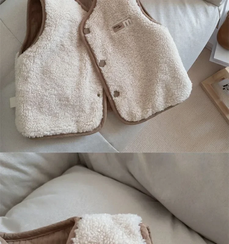 Neue Kinder-Herbst-Winter-Fleece-Weste, Wendeweste für Mädchen und Jungen, Leichte Ärmellose Kinderweste zum Schichten, Trendige Schul- und Freizeitweste – Detail 28