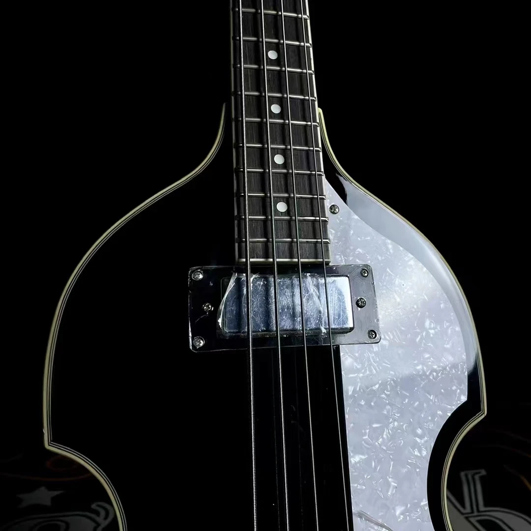 professional new hofner bass 4 string black bass guitars