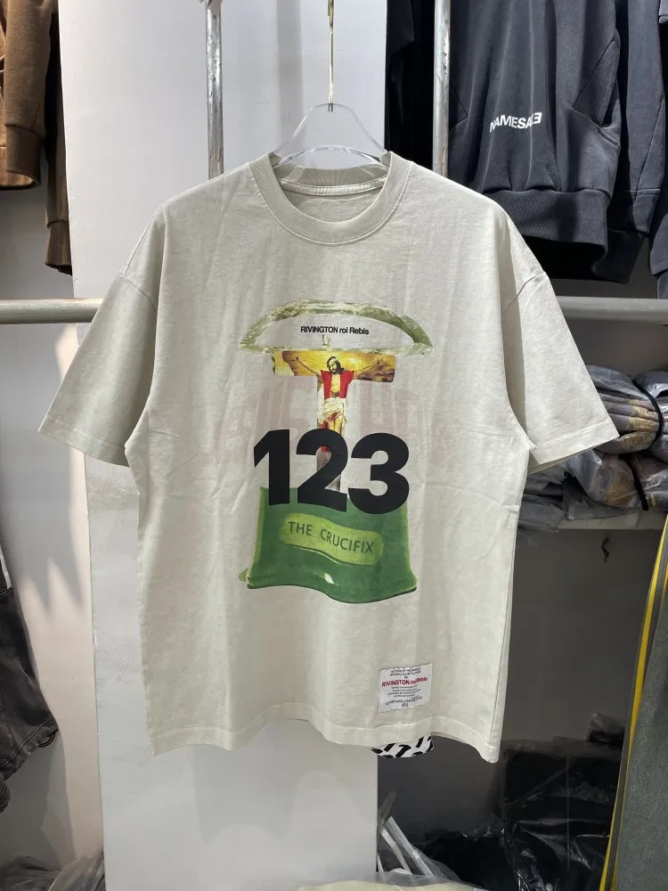 

Retro Waed American Trendy Brand Summer Portrait Print f Sve 24SS Men's ort Sve T-irt Faionable Cotton Tee