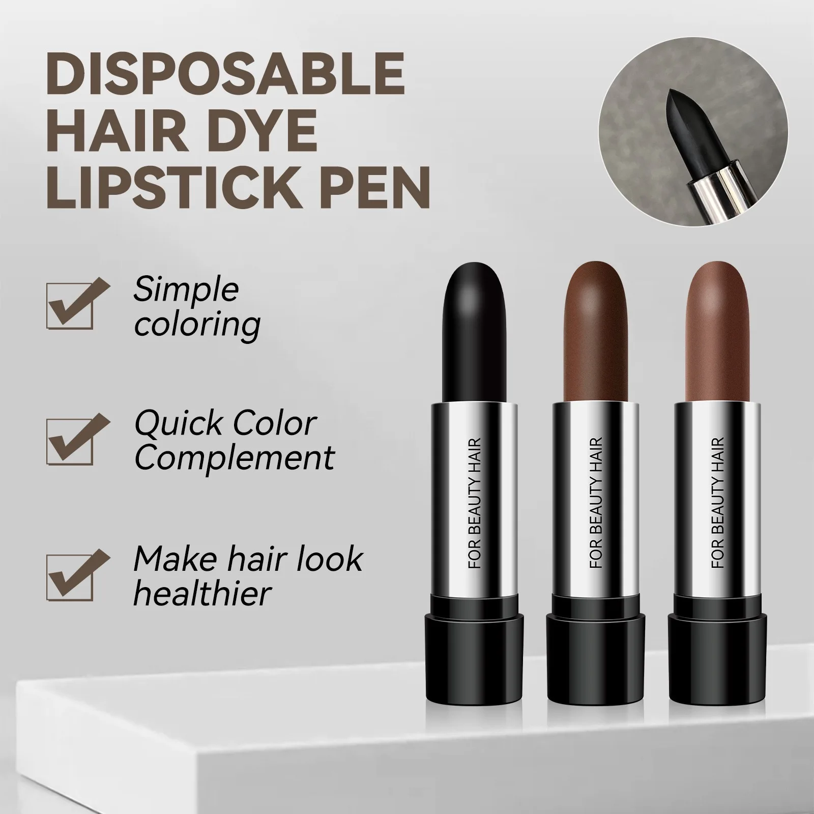 Disposable Hair Dye Pen Covering Gray Hair Lipstick Temporary Styling Hair Line Shadow Cream Modify Hair Cream Stick Tool.