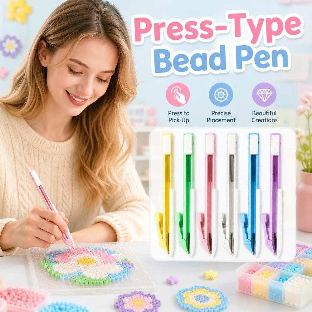 2in1 Press-Type Fuse Bead Pen Handheld Efficient Storable Bead Pen Time-Saving Comfortable Grip Collage Bead Tool Kids Toys