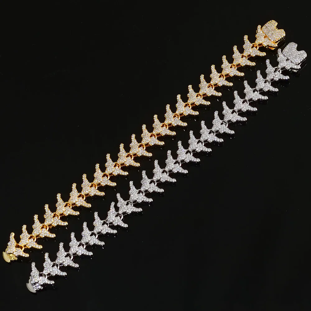 ESKEEM Full Iced Out Arrow Link Bracelet 16mm Silver Plated with Elastic Clasp Micro Pave Zircon Design Hip Hop Fine Jewelry