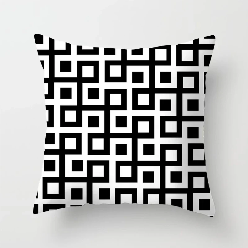 Modern Nordic minimalist black and white geometric printed pattern cushion cover for home living room sofa decorative pillowcase