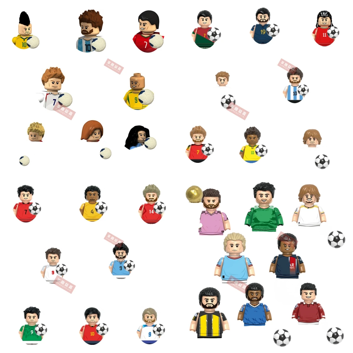 2026 NEW World Famous Football Players Figurine Messi Ronaldo Neymar Lewandowski Mini Action Building Block Model Toy Kids Gifts