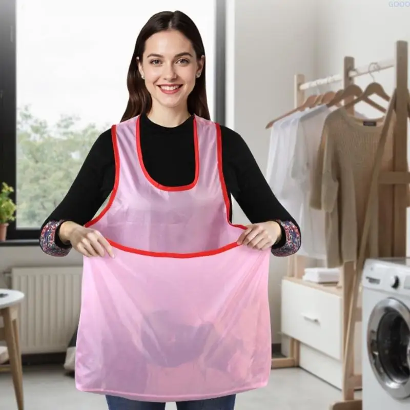 23GA Large Capacity Laundry Apron with Ergonomic Shoulder Straps Oxfords Fabric Pocket for Clothes Drying Organizers